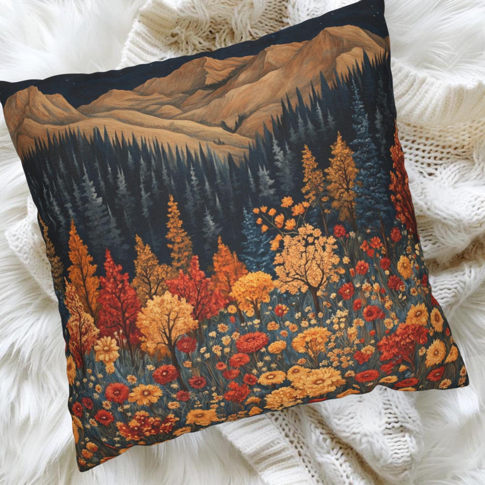 Autumn Mountain Floral Pillow, William Morris Nature Cushion, Vintage Botanical Throw Pillow, Fall Pillowcase, Rustic Cottage Accent