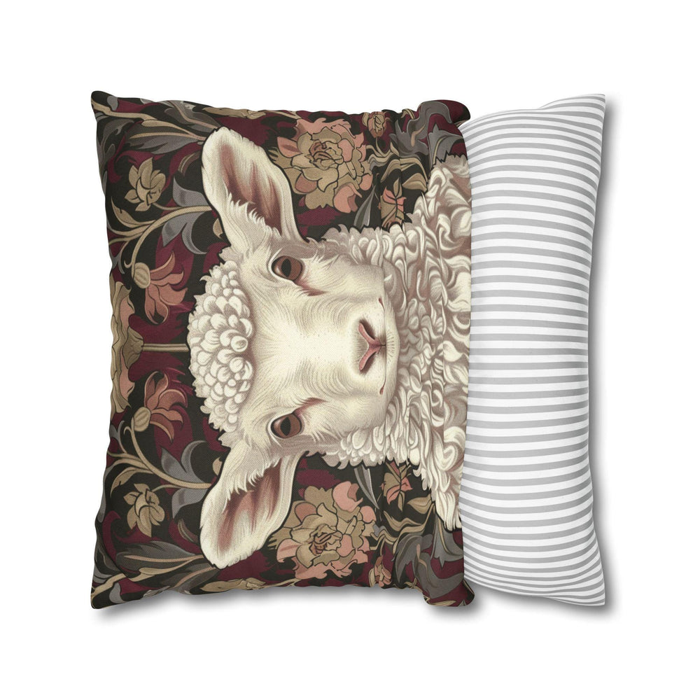 Lamb William Morris Inspired Pillow Case, Victorian Style Throw Pillow, Square Pillowcase Rustic Farmhouse Decor, Lamb Throw Pillow Cover