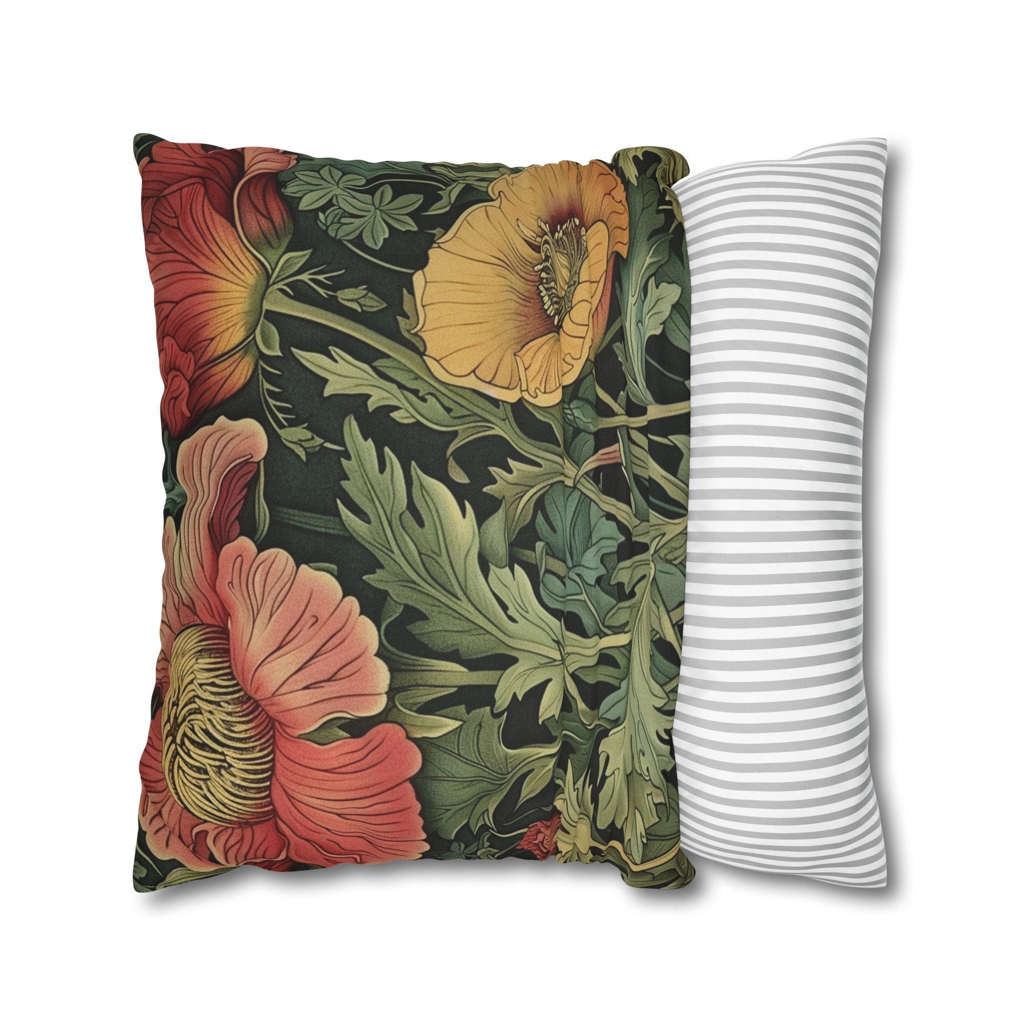 Vintage Floral Art Nouveau Throw Pillow Home Decor, Botanical Accent Pillow, Home Decor Gift