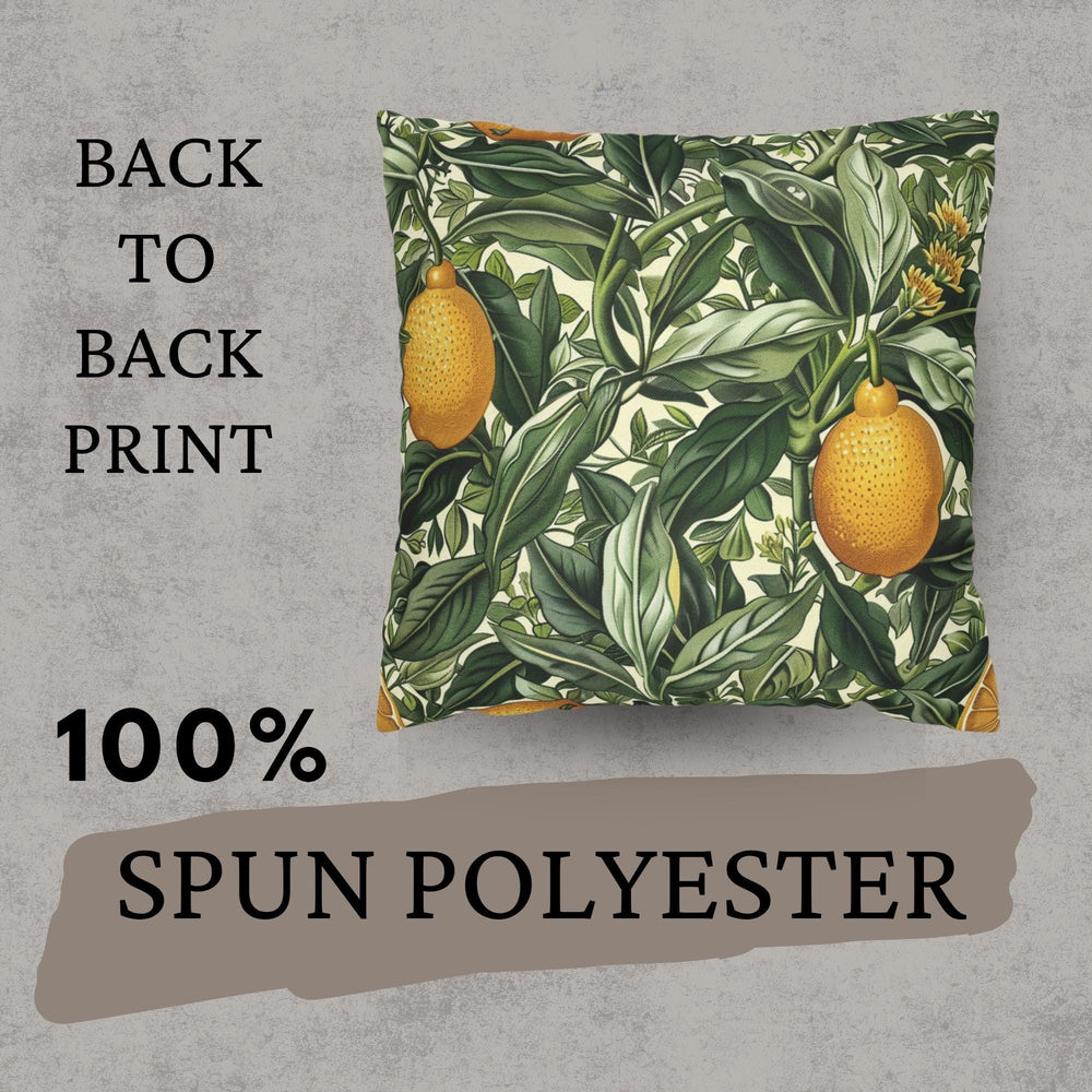 Lemon Grove Pillow, Vintage Botanical Citrus Cushion, William Morris Inspired Throw Pillow, Kitchen Garden Accent, Green Leaf Pillowcase