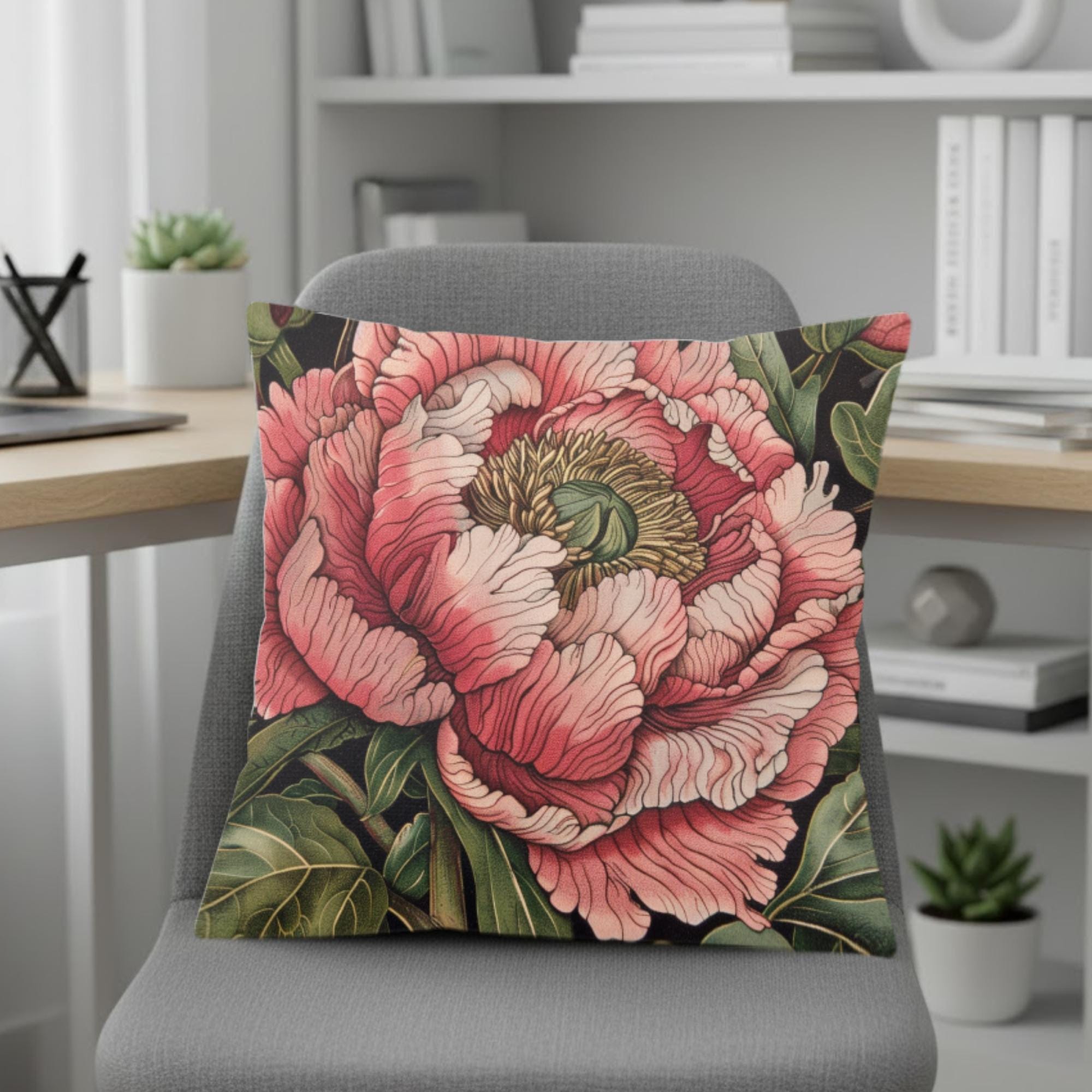 Pink Peony Pillow, Vintage Floral Cushion, Botanical Throw Pillow, William Morris Inspired Pillowcase, Elegant Home Accent, Peony Lover Gift