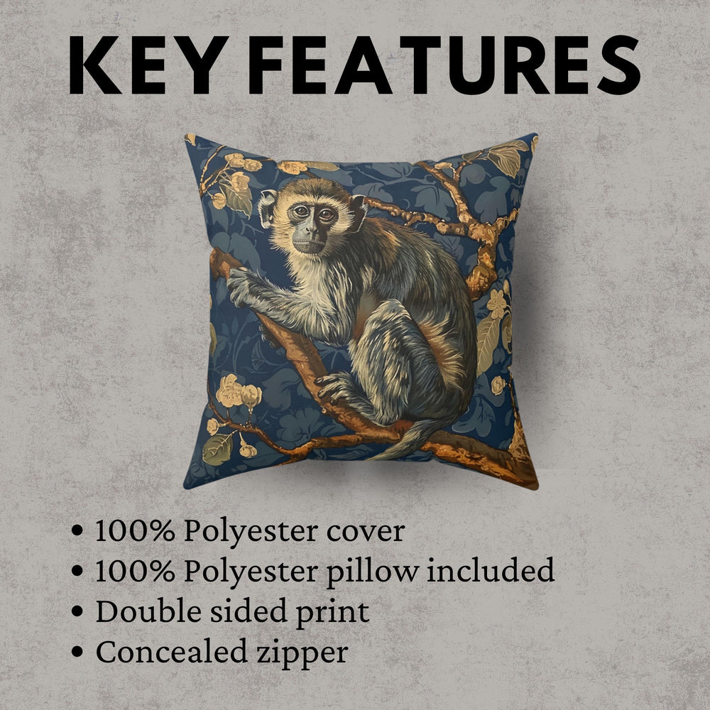 Pillow Inspired William Morris Monkey, Living Room Decor, Monkey Cushion Cover, Living Room Pillow, William Morris Inspired Pillow cover
