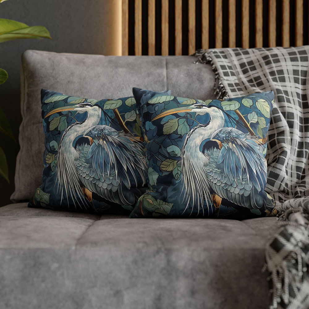 Coastal Blue Heron Print Throw Pillow Home Decor William Morris, Coastal Home Decor, Great Blue Heron Pillow