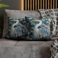 Coastal Blue Heron Print Throw Pillow Home Decor William Morris, Coastal Home Decor, Great Blue Heron Pillow