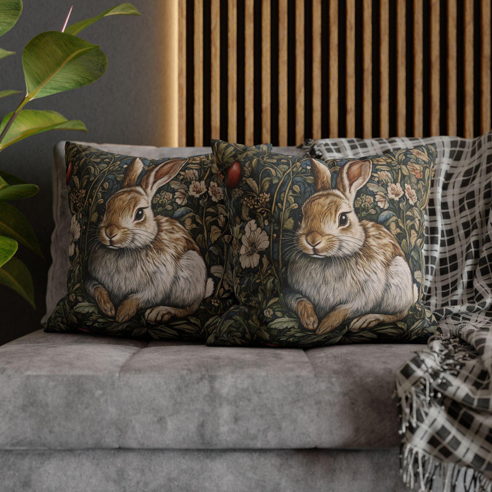 Woodland Rabbit Throw Pillow Covers, Animal William Morris Print, Living Room Sofa Cushion Cover, Throw Pillow Case, Couch Square Pillows