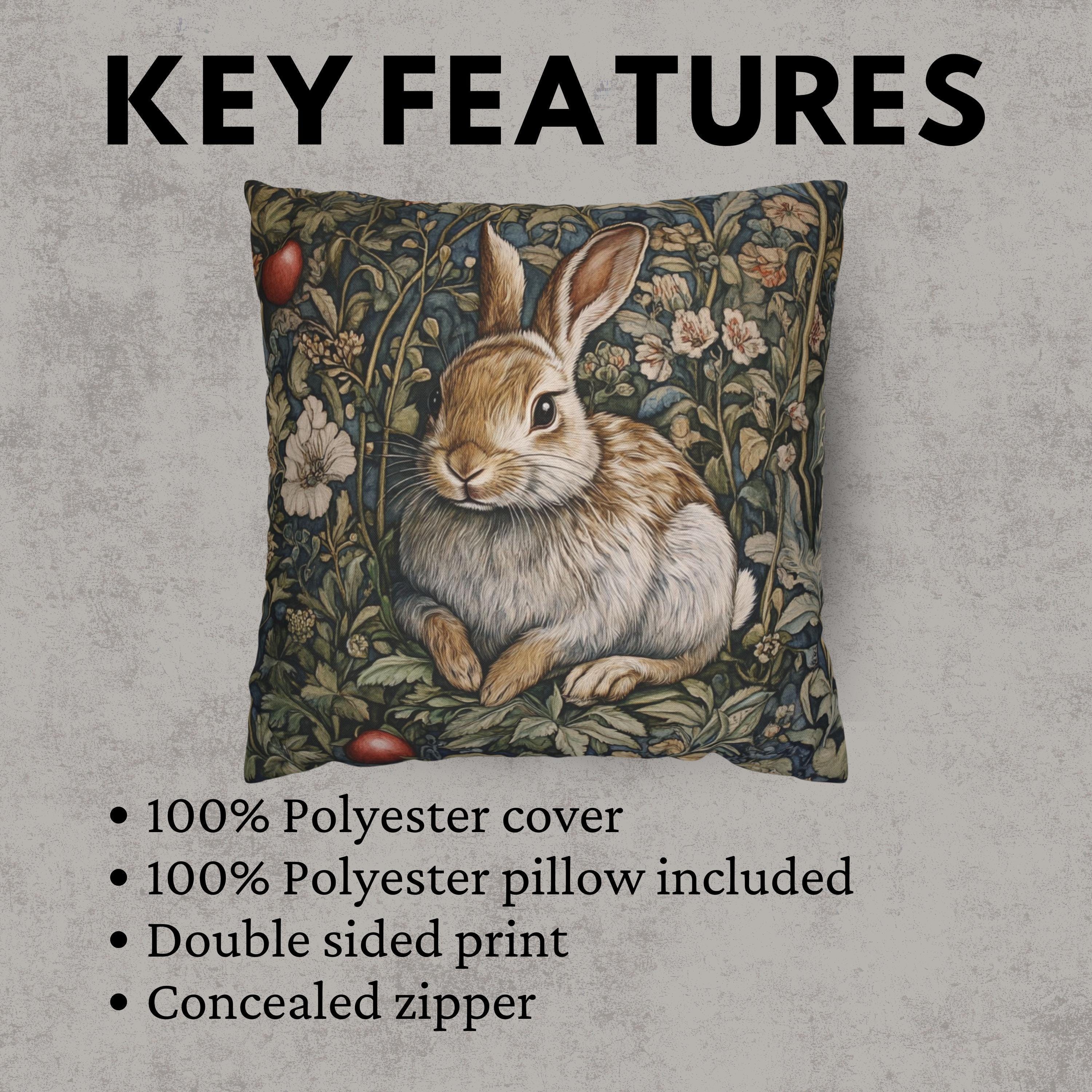 Woodland Rabbit Throw Pillow Covers, Animal William Morris Print, Living Room Sofa Cushion Cover, Throw Pillow Case, Couch Square Pillows