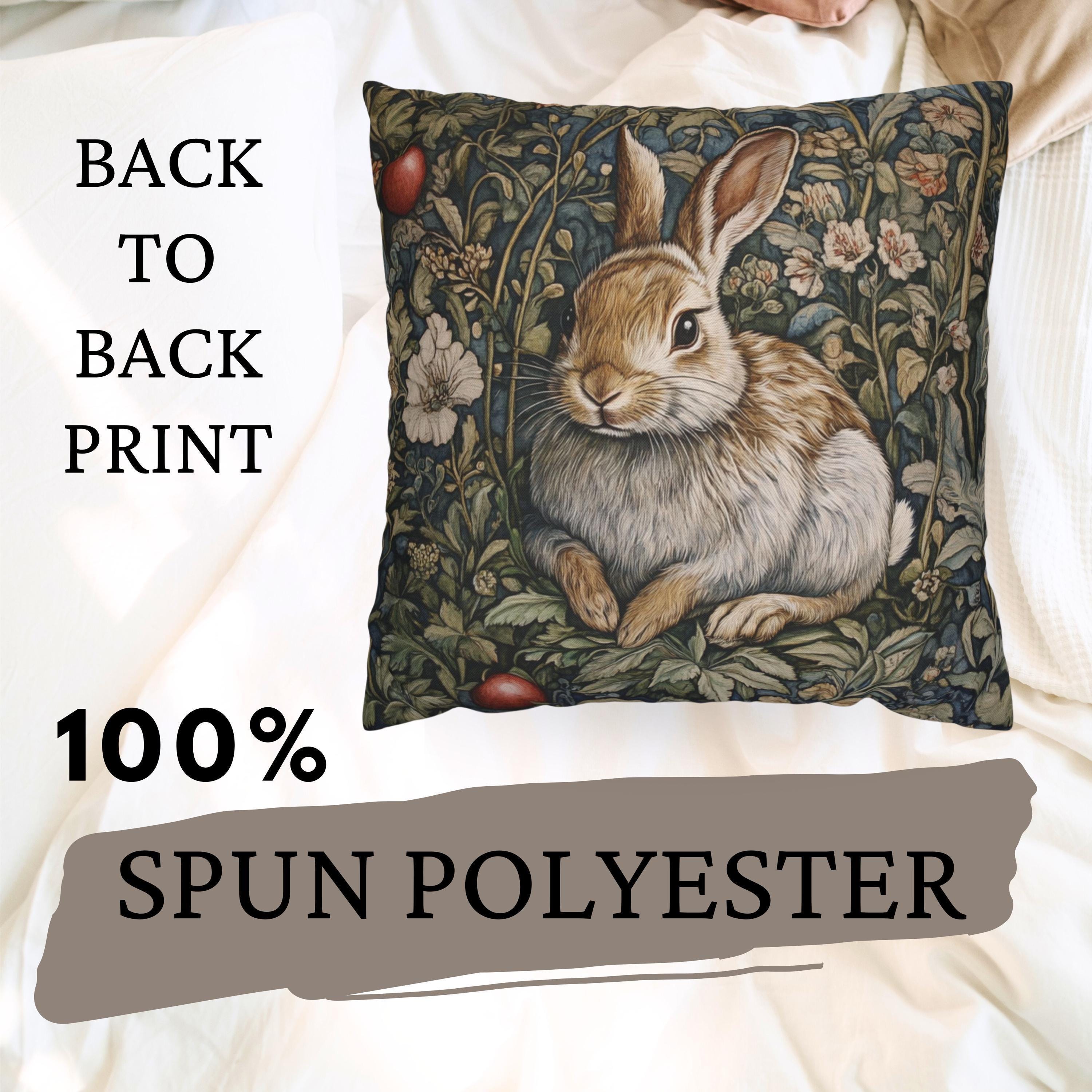 Woodland Rabbit Throw Pillow Covers, Animal William Morris Print, Living Room Sofa Cushion Cover, Throw Pillow Case, Couch Square Pillows