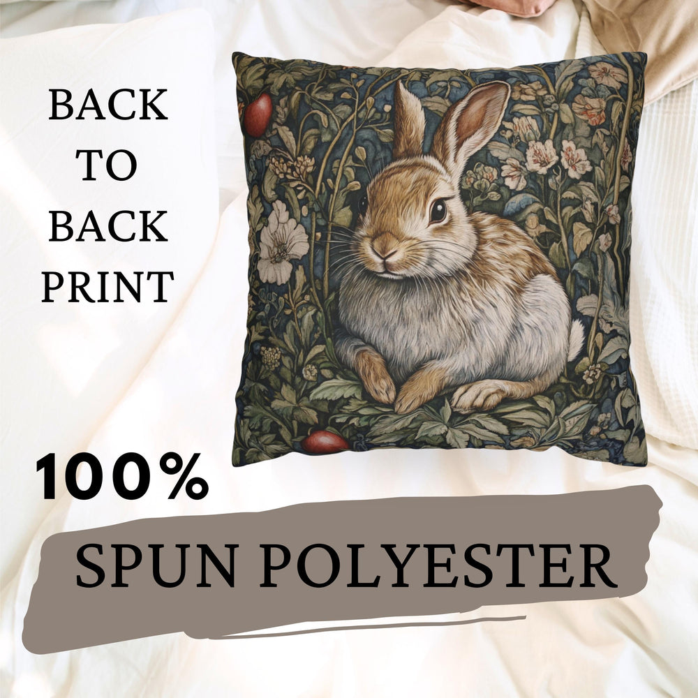 Woodland Rabbit Throw Pillow Covers, Animal William Morris Print, Living Room Sofa Cushion Cover, Throw Pillow Case, Couch Square Pillows