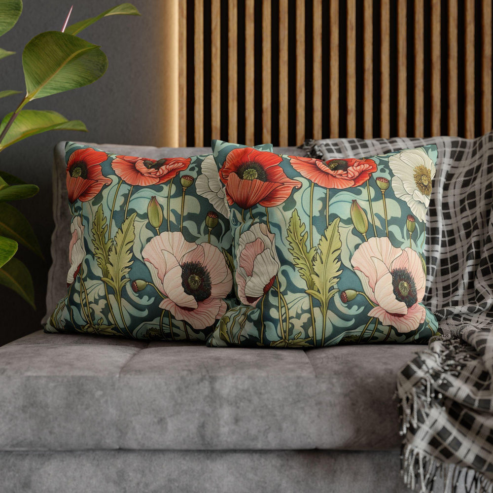 Vintage Poppies William Morris Inspired Pillows, Floral Pillow Case, Artsy Home Accent, Botanical Throw Pillow, Victorian Style Throw Pillow