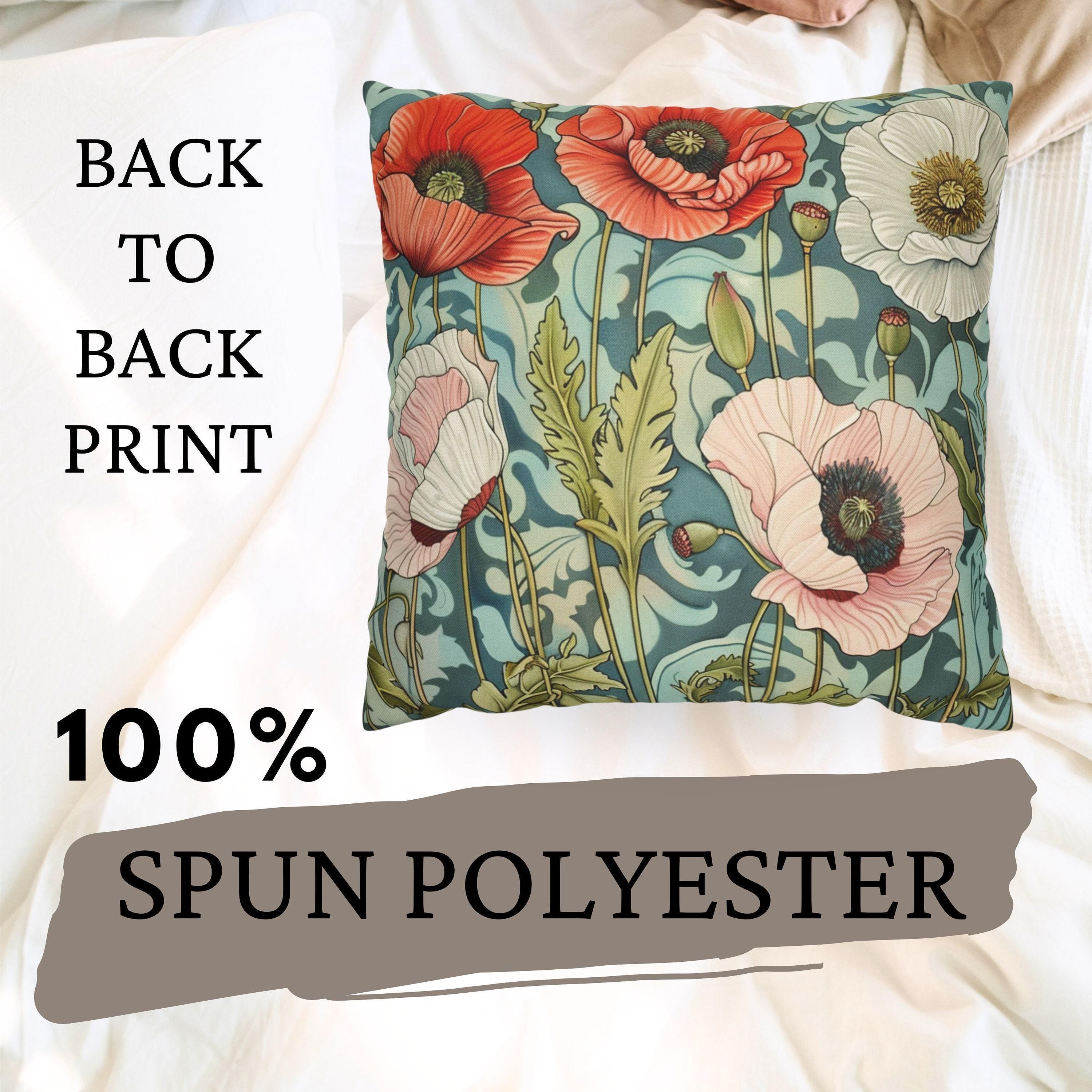 Vintage Poppies William Morris Inspired Pillows, Floral Pillow Case, Artsy Home Accent, Botanical Throw Pillow, Victorian Style Throw Pillow