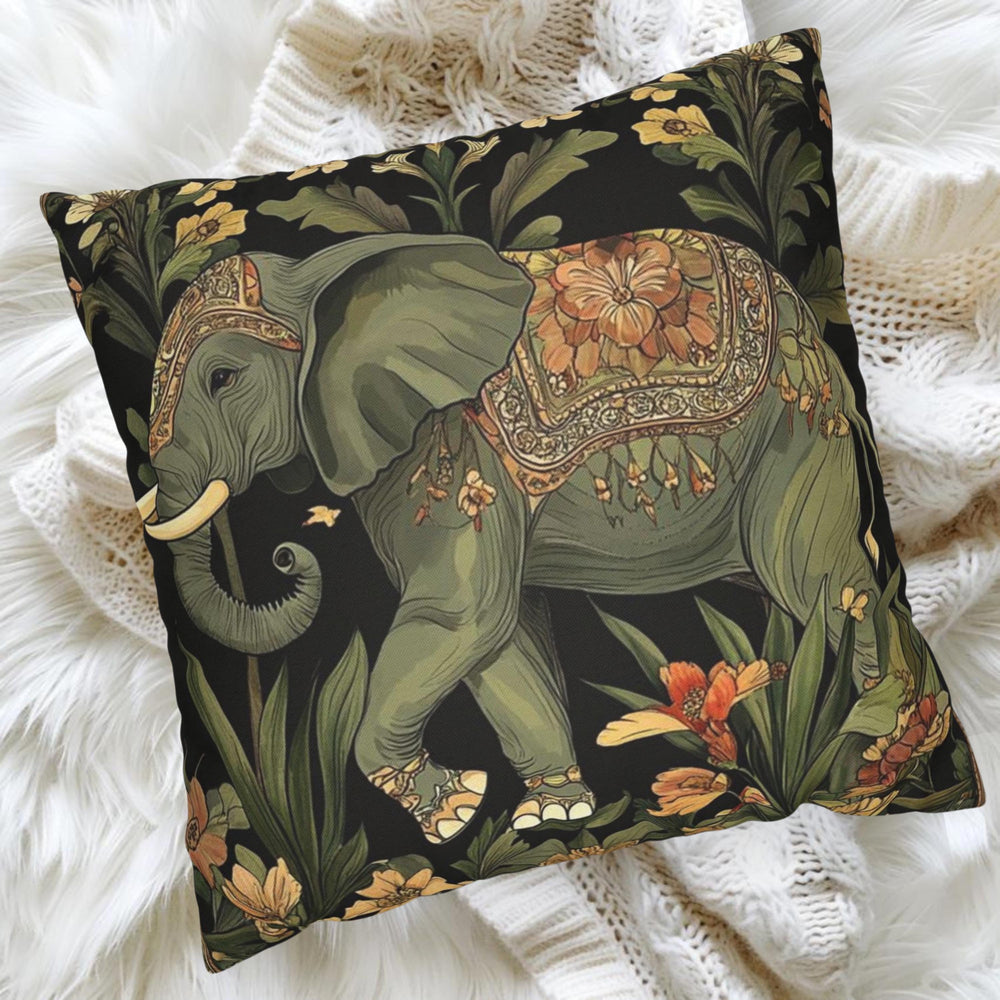 Bohemian Elephant Pillow Cover, Vintage Art Nouveau Pillow, William Morris Style Pillow, Boho Accent Pillow, Art Nouveau Throw Pillow Case