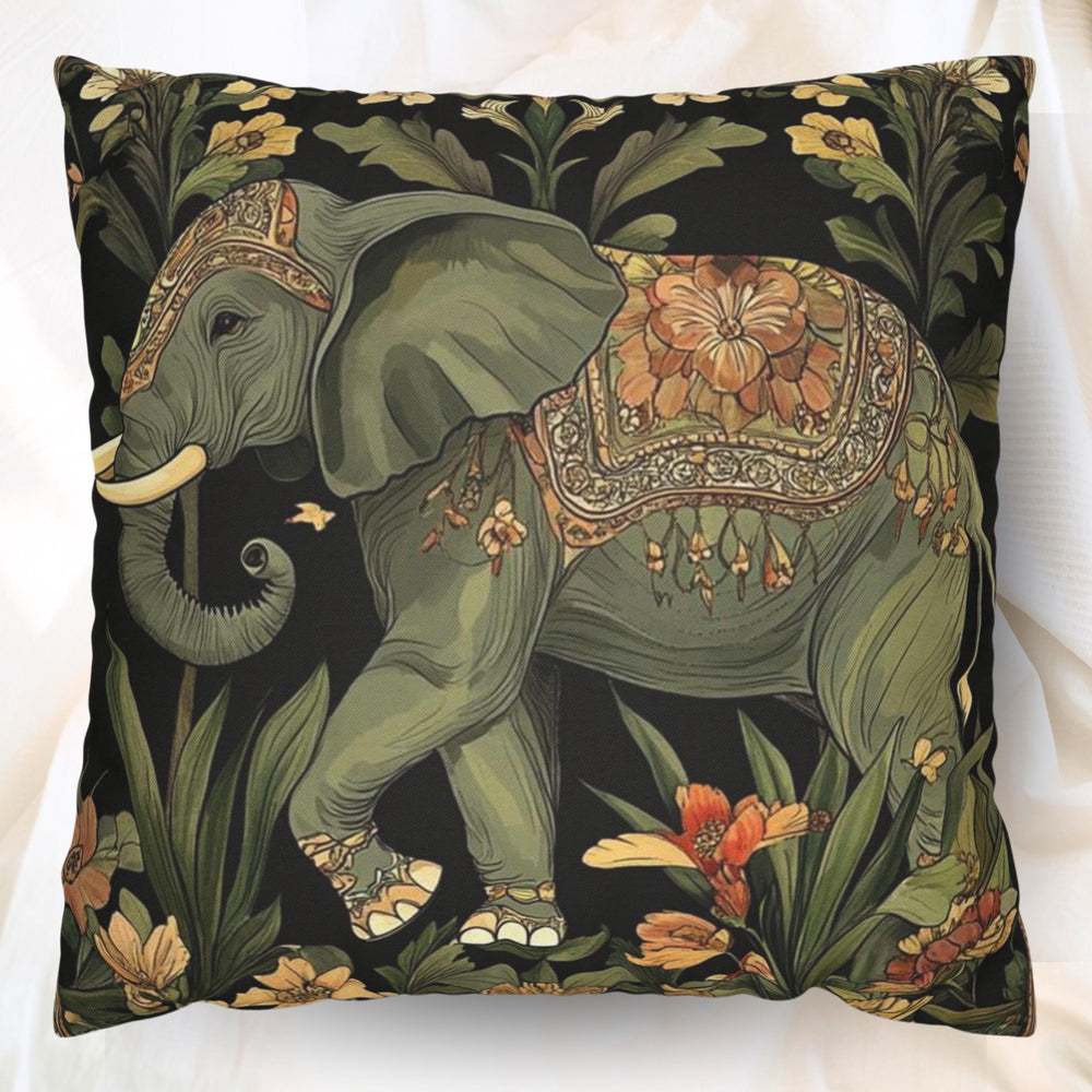 Bohemian Elephant Pillow Cover, Vintage Art Nouveau Pillow, William Morris Style Pillow, Boho Accent Pillow, Art Nouveau Throw Pillow Case