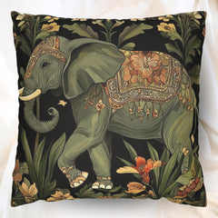 Bohemian Elephant Pillow Cover, Vintage Art Nouveau Pillow, William Morris Style Pillow, Boho Accent Pillow, Art Nouveau Throw Pillow Case