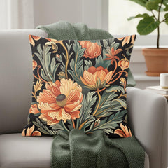 Warm Garden Floral Pillow, William Morris Botanical Cushion, Vintage Flower Throw Pillow, Nature Inspired Pillowcase, Cozy Couch Accent