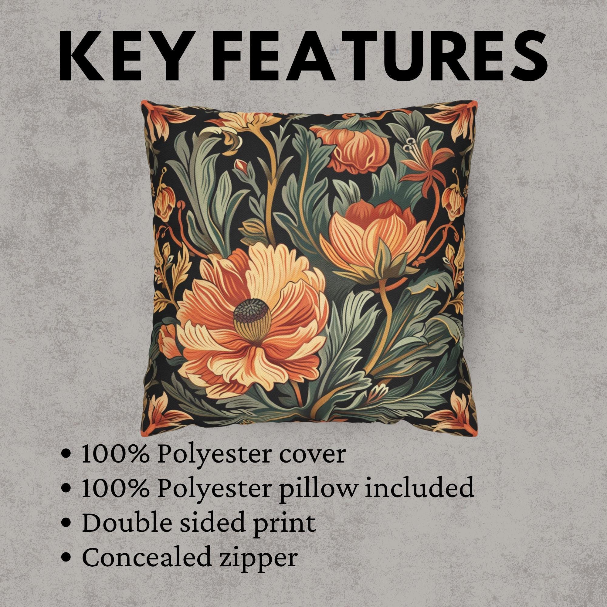 Warm Garden Floral Pillow, William Morris Botanical Cushion, Vintage Flower Throw Pillow, Nature Inspired Pillowcase, Cozy Couch Accent