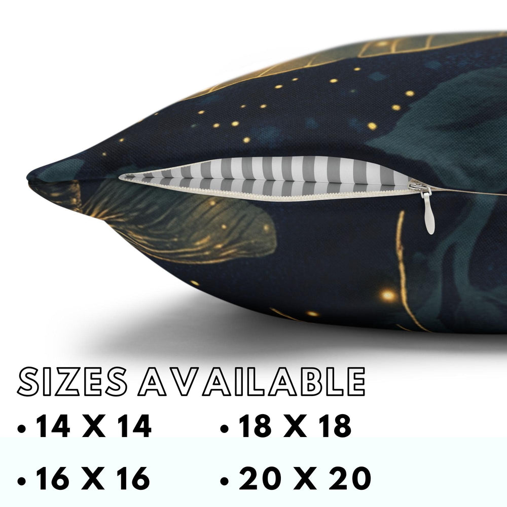 Glowing Firefly Night Throw Pillow, Vintage Insect Botanical Cushion, Dark Moody Nature Decor, Enchanted Garden Accent Pillow