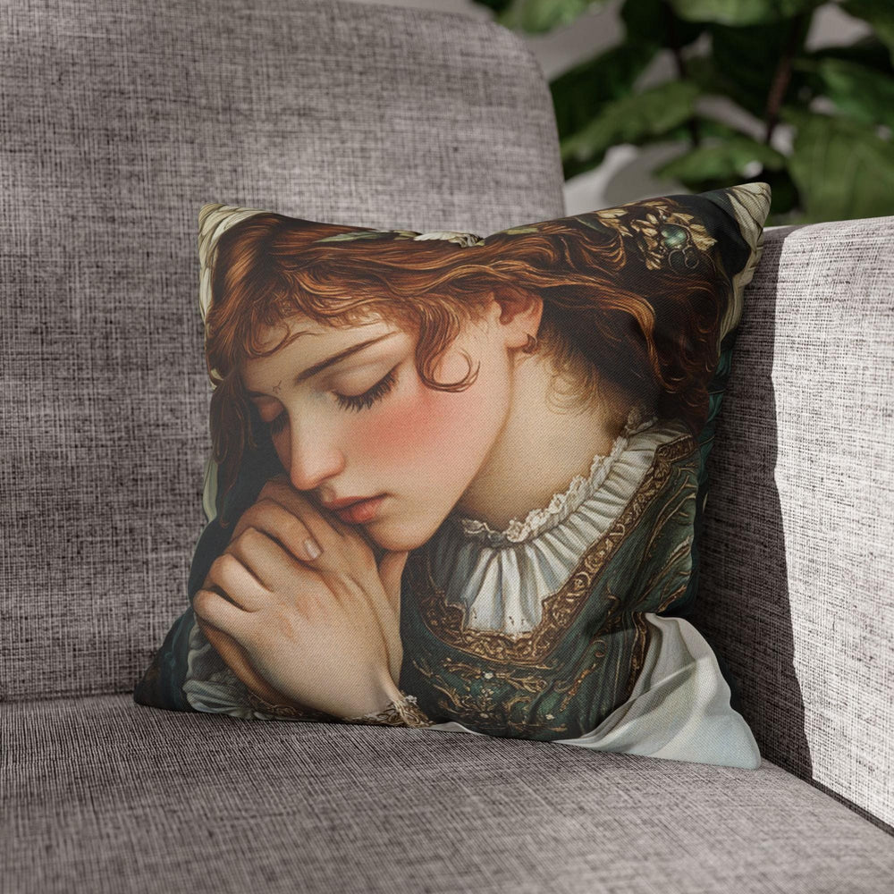Angelic Goddess Throw Pillow, Romantic Vintage Angel Cushion, Soft Renaissance Style Pillow, Serene Cottagecore Home Decor