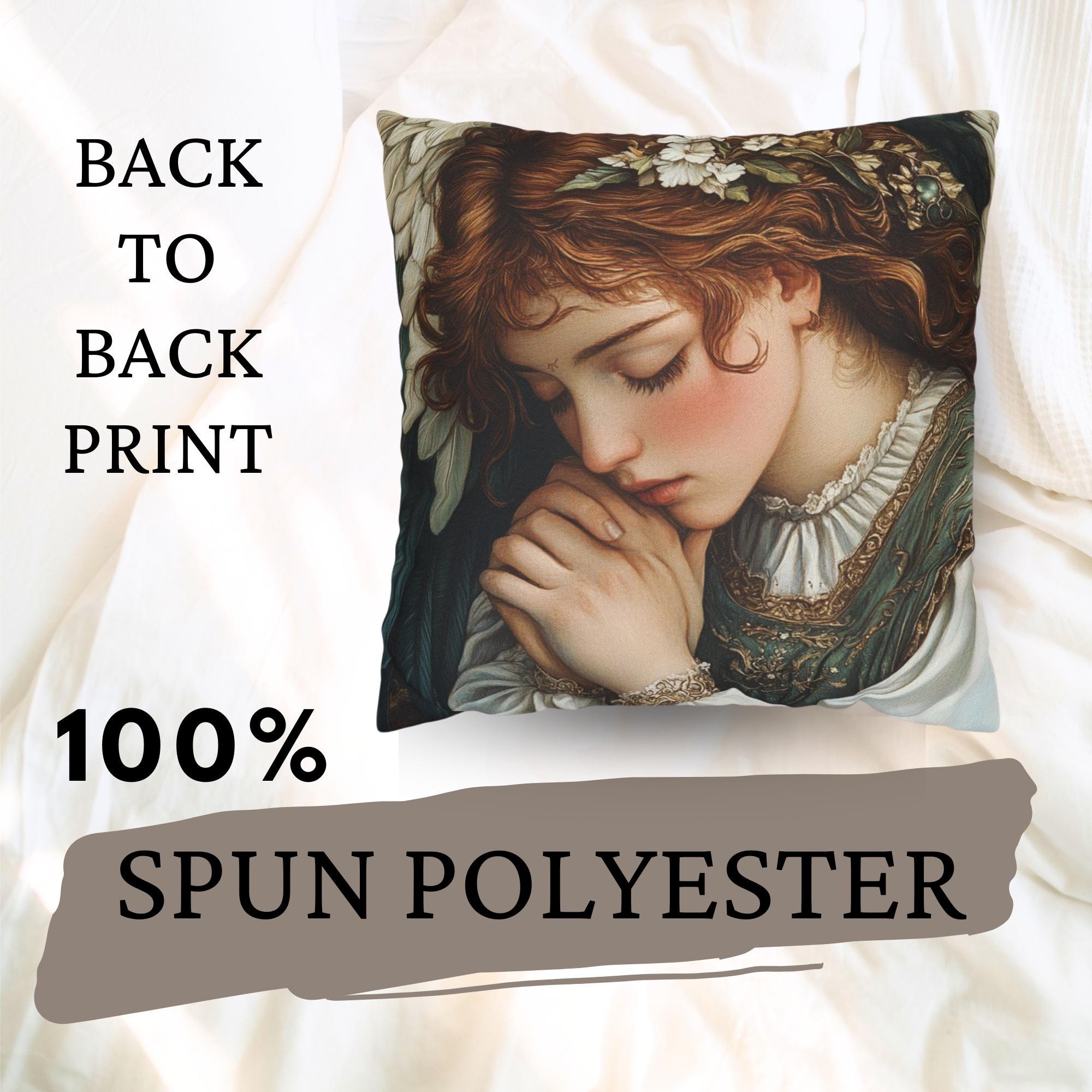 Angelic Goddess Throw Pillow, Romantic Vintage Angel Cushion, Soft Renaissance Style Pillow, Serene Cottagecore Home Decor