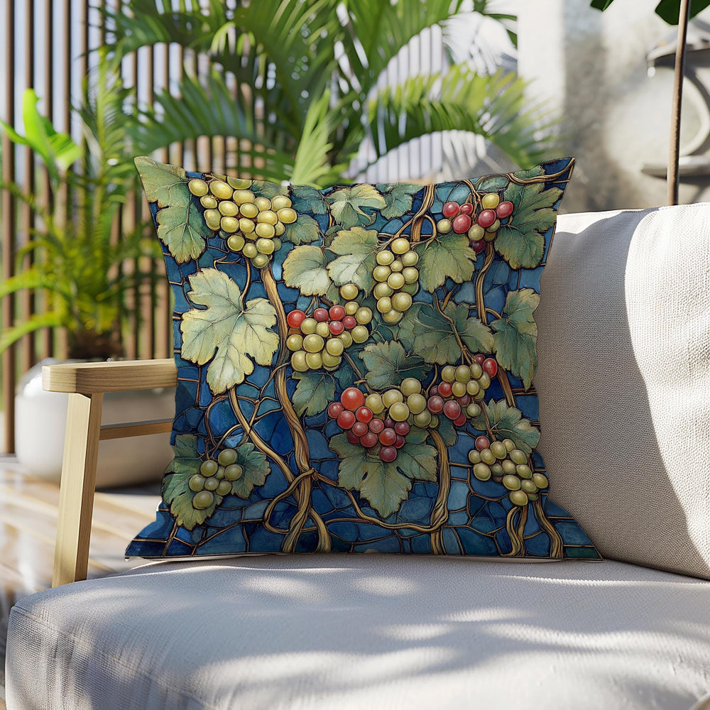 Lush Grape Vine Throw Pillow, Vintage Botanical Fruit Cushion, Dark Moody Nature Decor, Enchanted Garden Accent Pillow