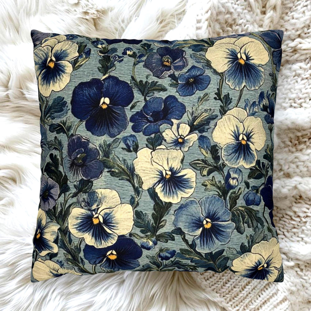 William Morris Blue Floral Pillow, Vintage Botanical Throw Pillow Case, Blue Floral Accent Pillow, Nature-Inspired Flowers Pillow Cover