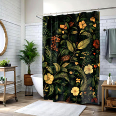 Forest Scene Shower Curtain, Vintage Floral Botanical Print Bathroom Decor, William Morris Inspired Bathroom Curtain, Woodland Rustic Decor
