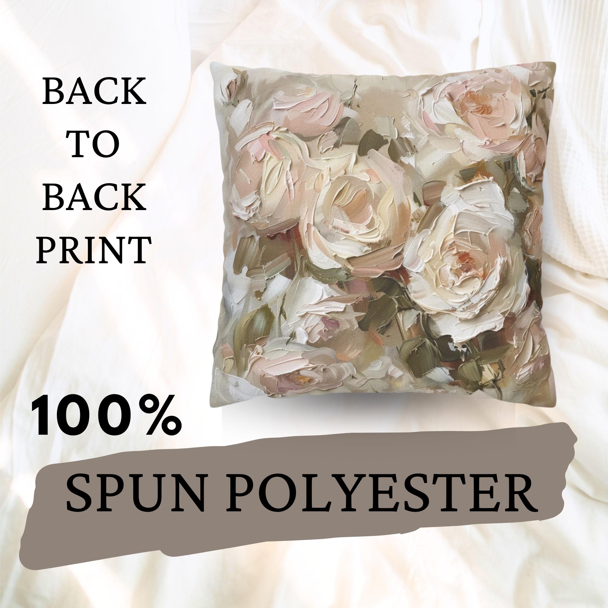 Blush Roses Accent Pillow, Romantic Neutral Floral Throw Pillow, Vintage Rose Art Pillowcase, Soft Cottagecore Cushion, Elegant Home Decor