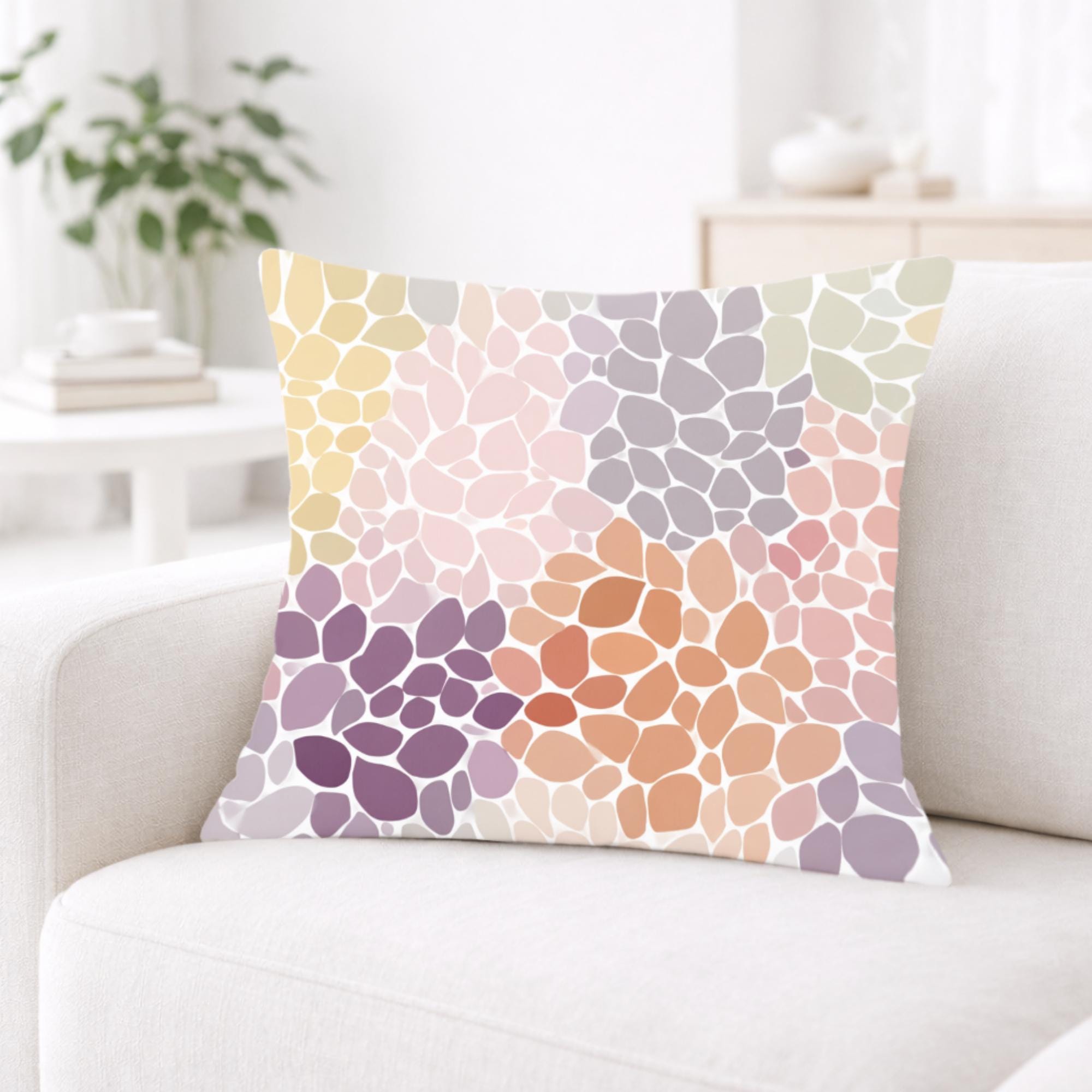 Pastel Mosaic Floral Pillow, Soft Colorful Flower Cushion, Abstract Petal Pattern Throw Pillow, Light Spring Pillowcase, Cozy Home Decor