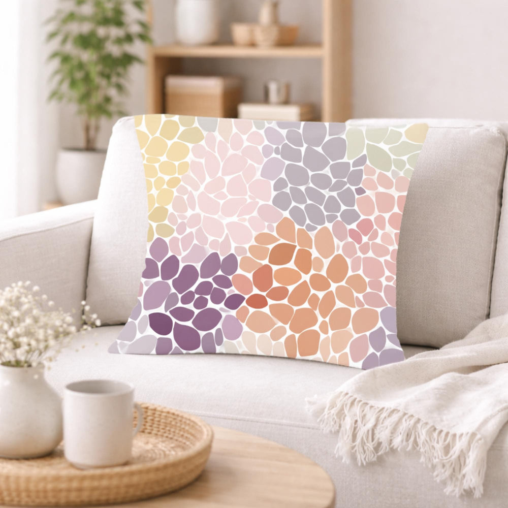Pastel Mosaic Floral Pillow, Soft Colorful Flower Cushion, Abstract Petal Pattern Throw Pillow, Light Spring Pillowcase, Cozy Home Decor