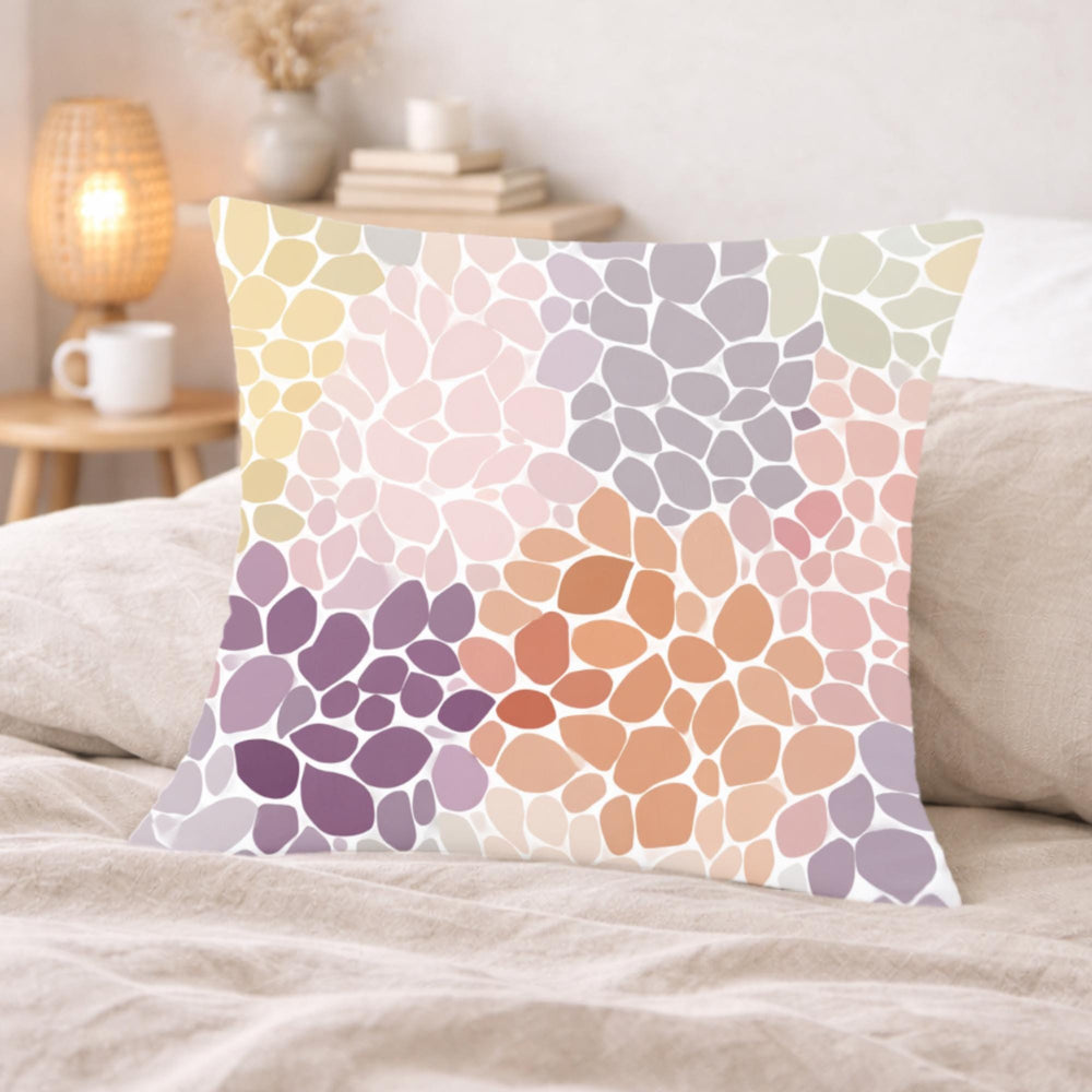 Pastel Mosaic Floral Pillow, Soft Colorful Flower Cushion, Abstract Petal Pattern Throw Pillow, Light Spring Pillowcase, Cozy Home Decor