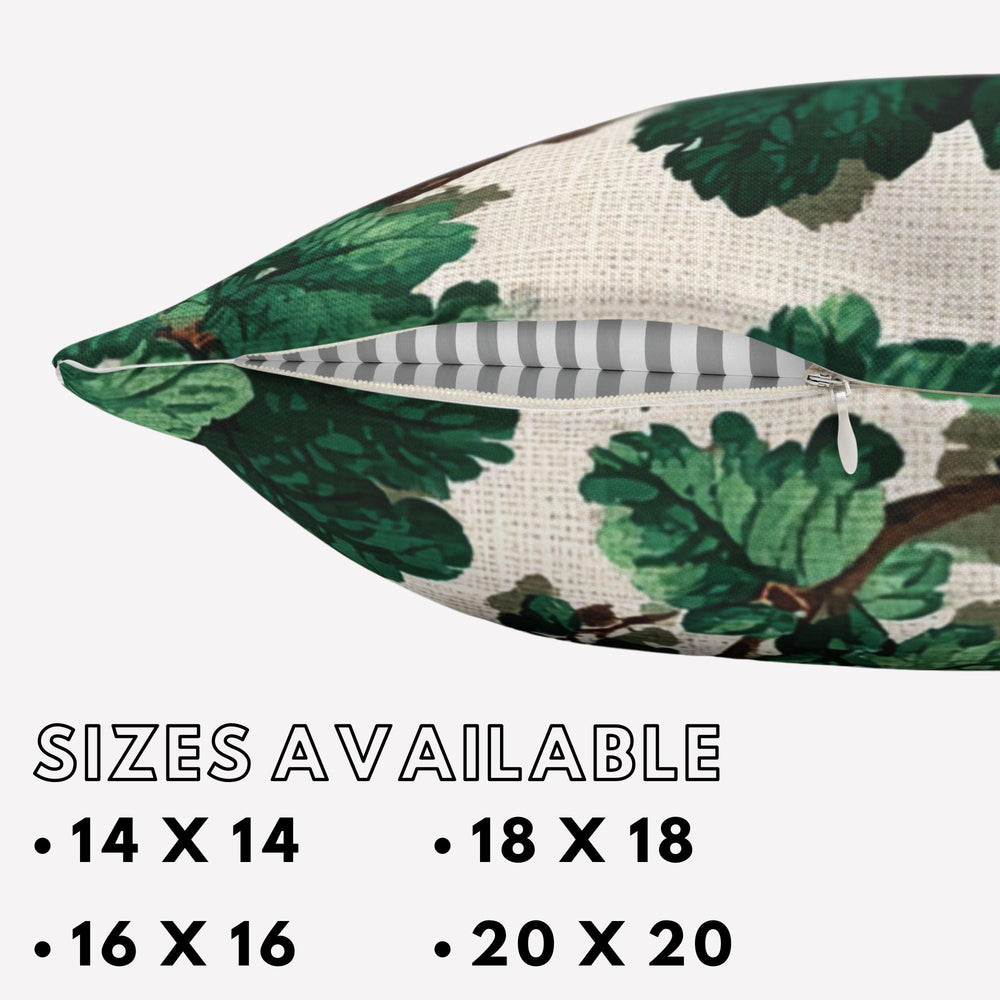 Green Botanical Leaves Pillow, Nature-Inspired Cushion, Lush Garden Leaf Throw Pillow, Cottagecore Pillowcase, Serene Home Decor