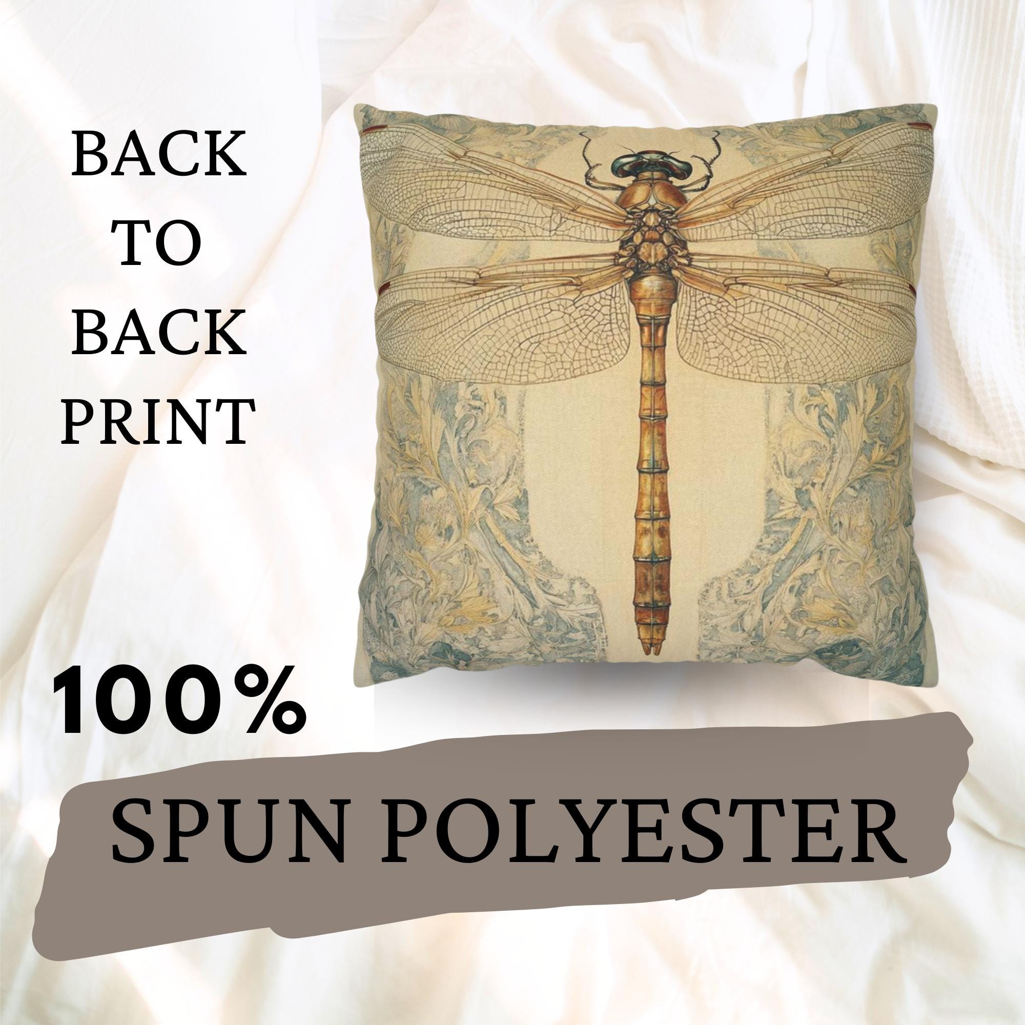 Vintage Dragonfly Pillow, William Morris Style Insect Art Cushion, Botanical Illustration Throw Pillow, Nature-Inspired Pillowcase Decor