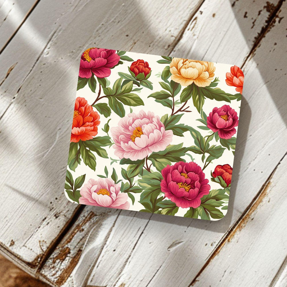 Rose Coaster Set of 4, Soft Floral Table Decor, Romantic Botanical Drink Coasters, Neutral Home Style