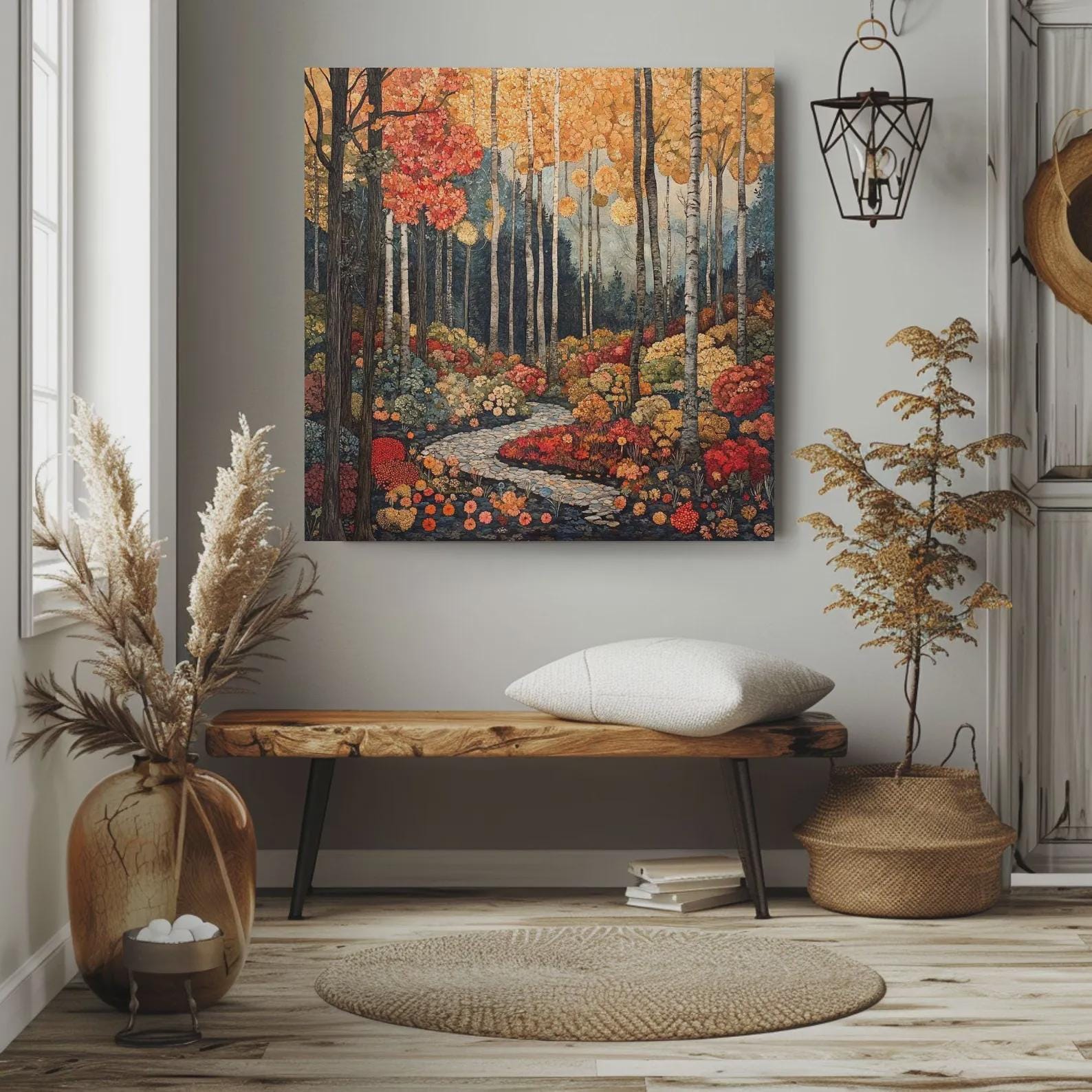 Autumn Forest Canvas Wall Art, William Morris, Vintage Botanical Art, Rustic Autumn Decor, Elegant Seasonal Canvas Print