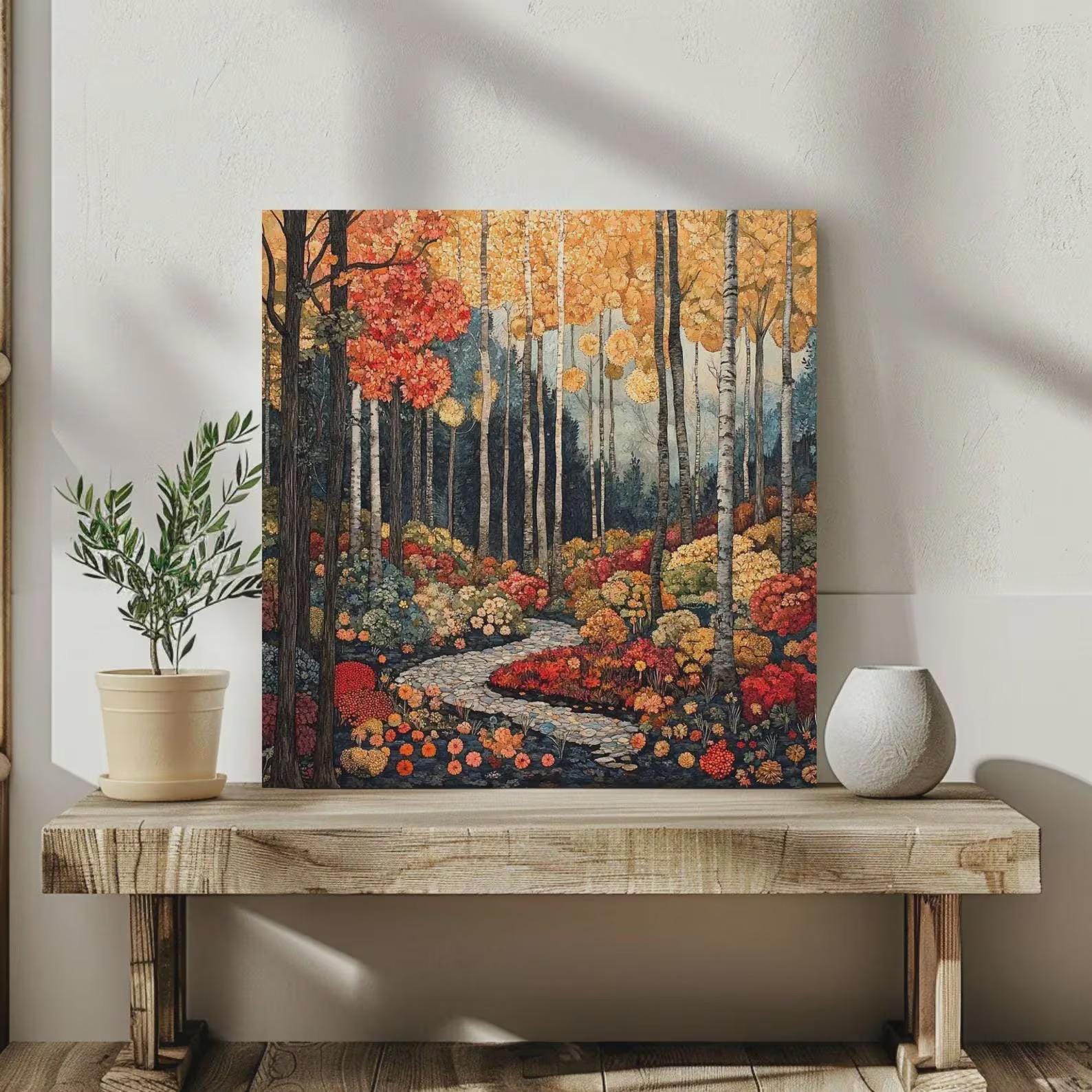 Autumn Forest Canvas Wall Art, William Morris, Vintage Botanical Art, Rustic Autumn Decor, Elegant Seasonal Canvas Print