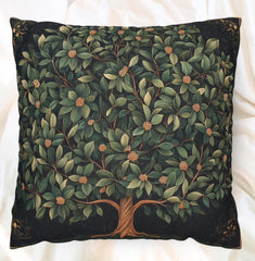 Ornamental Botanical Tree Throw Pillow, Vintage Garden Foliage Cushion, Classic Greenery Decor, Timeless Nature Accent Pillow