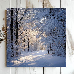 Winter Forest Canvas Wall Art, Serene Snowy Home Decor, Cozy Winter Trees Poster, Black Framed Canvas Art, Winter Nature Wall Decor