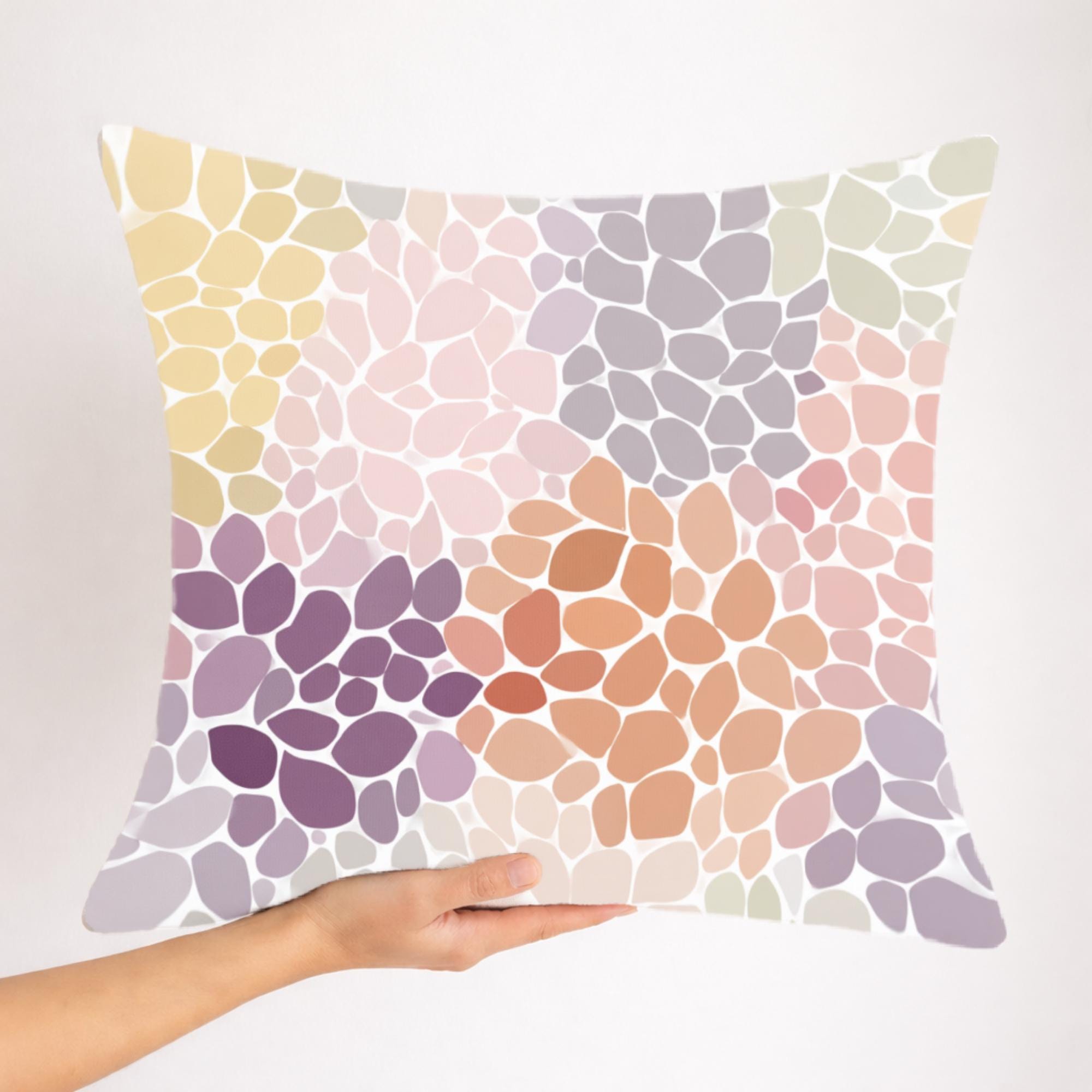 Pastel Mosaic Floral Pillow, Soft Colorful Flower Cushion, Abstract Petal Pattern Throw Pillow, Light Spring Pillowcase, Cozy Home Decor