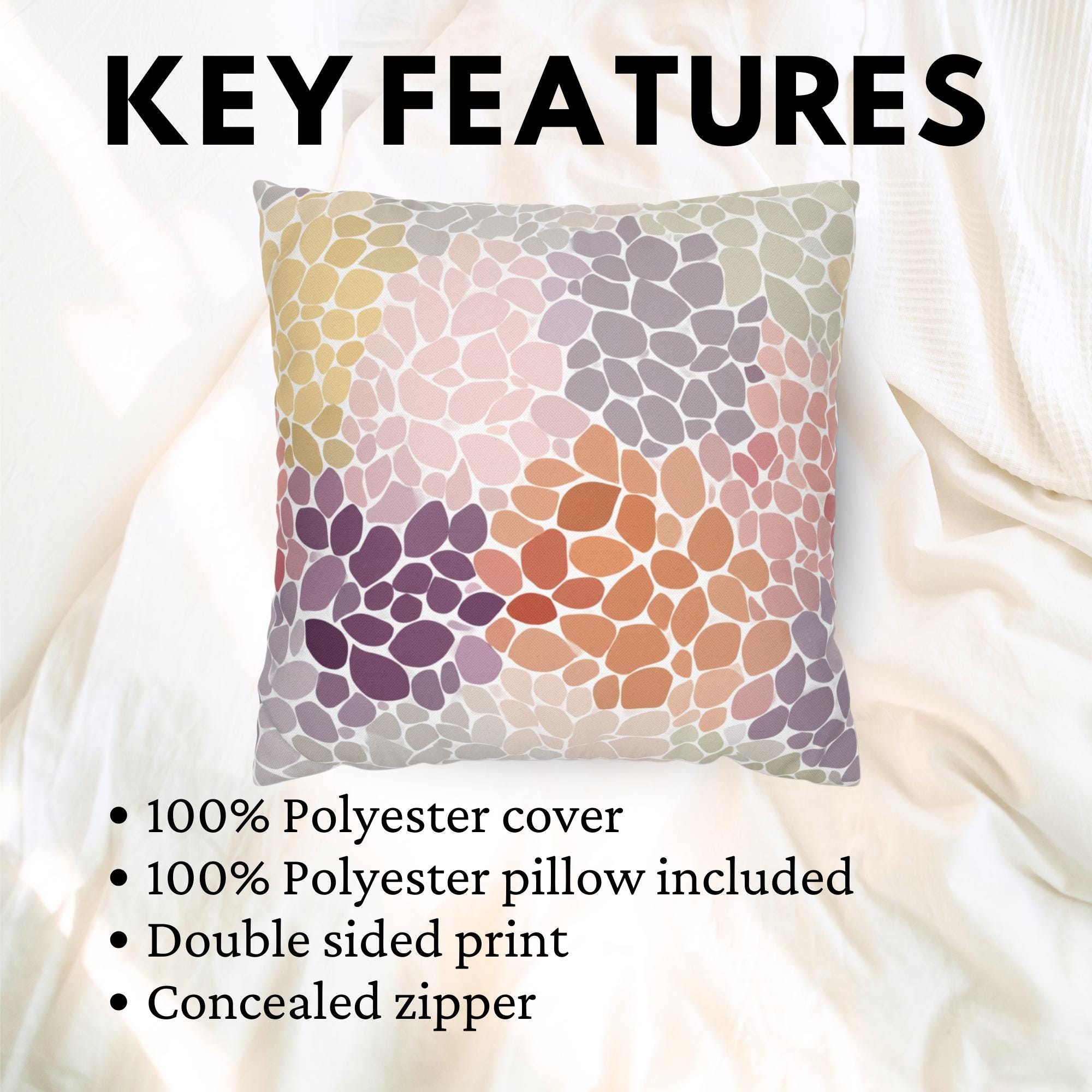 Pastel Mosaic Floral Pillow, Soft Colorful Flower Cushion, Abstract Petal Pattern Throw Pillow, Light Spring Pillowcase, Cozy Home Decor