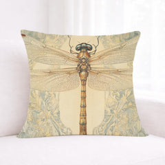 Vintage Dragonfly Pillow, William Morris Style Insect Art Cushion, Botanical Illustration Throw Pillow, Nature-Inspired Pillowcase Decor
