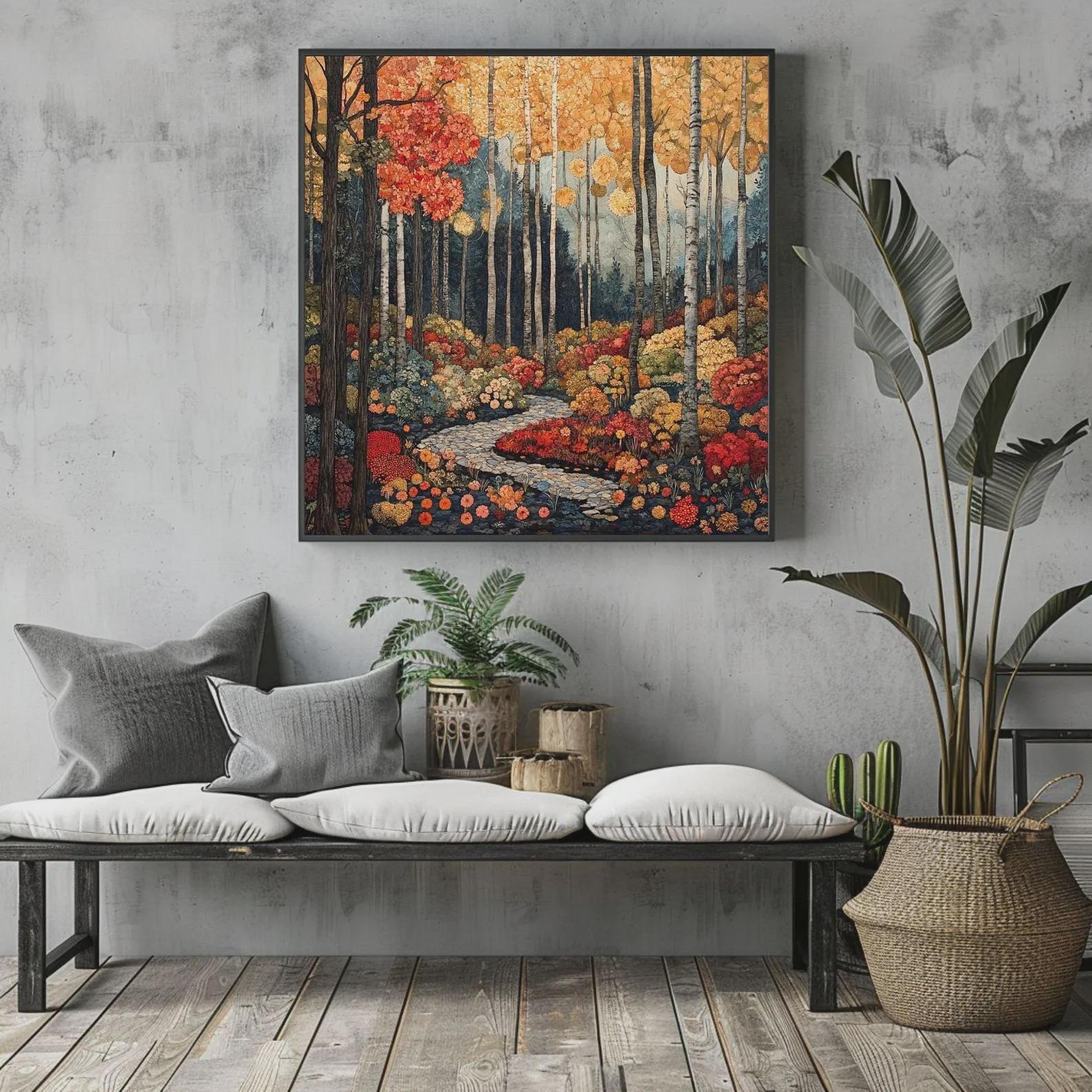 Autumn Forest Canvas Wall Art, William Morris, Vintage Botanical Art, Rustic Autumn Decor, Elegant Seasonal Canvas Print