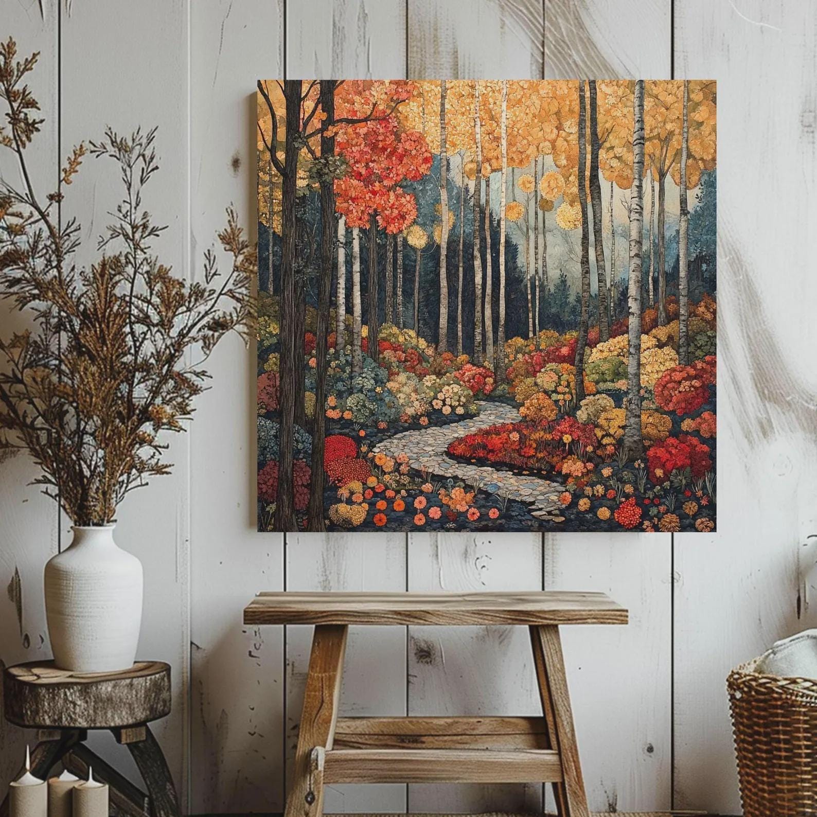 Autumn Forest Canvas Wall Art, William Morris, Vintage Botanical Art, Rustic Autumn Decor, Elegant Seasonal Canvas Print