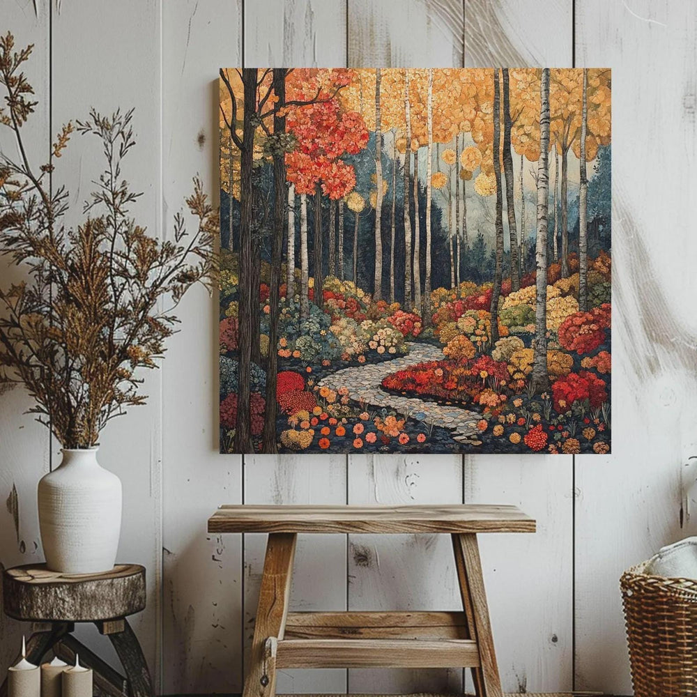 Autumn Forest Canvas Wall Art, William Morris, Vintage Botanical Art, Rustic Autumn Decor, Elegant Seasonal Canvas Print