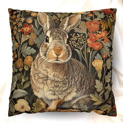 Pillow Vintage Inspired William Morris Rabbit Bunny, Living Room Decor, Bunny Cushion Cover, Autumn Rabbit Pillow, Accent Pillow Bunny