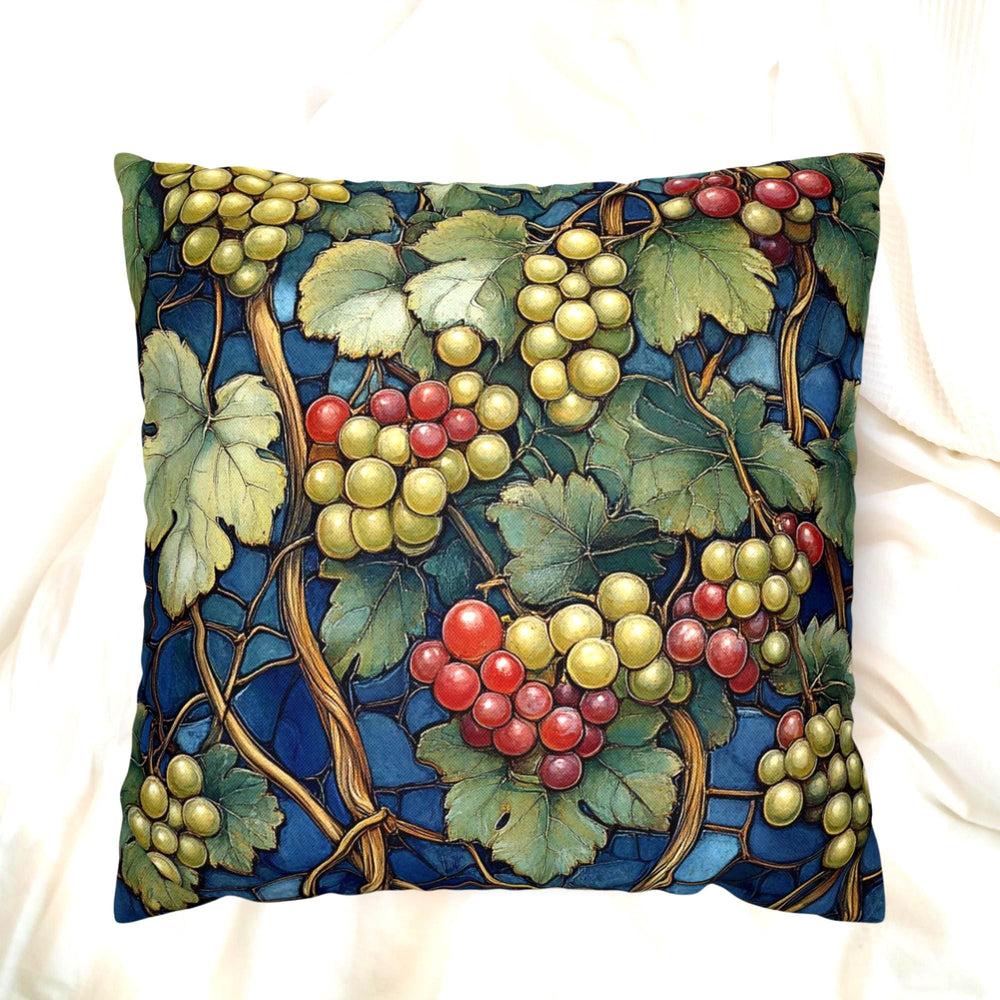 Lush Grape Vine Throw Pillow, Vintage Botanical Fruit Cushion, Dark Moody Nature Decor, Enchanted Garden Accent Pillow
