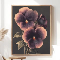 Vintage Pansy Wall Art, Botanical Flower Poster Print, Floral Canvas, Framed Garden-Inspired Art, Nature-Inspired Poster, Floral Wall Decor