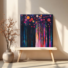 Gustav Klimt Trees Canvas Wall Art, Colorful Woodland Nature Print, Abstract Forest Poster, Framed Canvas for Bright Creative Home Decor