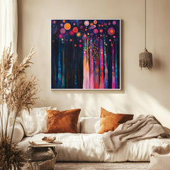 Gustav Klimt Trees Canvas Wall Art, Colorful Woodland Nature Print, Abstract Forest Poster, Framed Canvas for Bright Creative Home Decor