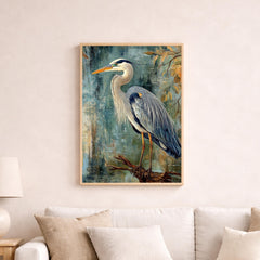 William Morris Bird Wall Art Print, Arts and Crafts Heron Canvas Decor, Victorian Botanical Portrait Artwork, Vintage Heron Canvas Decor