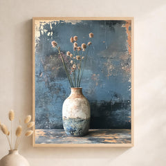 Minimal Vase Still Life Wall Art Print, Rustic Floral Canvas Art Decor, Neutral Portrait Artwork, Floral Canvas Decor