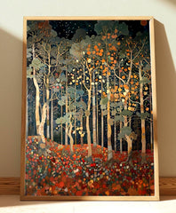 Autumn Forest Wall Art, William Morris Style Canvas, Woodland Botanical Decor, Vintage Home Accent, Gift for Nature Lovers